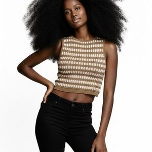 Miou Muse Striped Brown and Cream Women's Top NWT